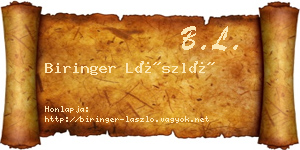Biringer László névjegykártya