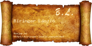 Biringer László névjegykártya